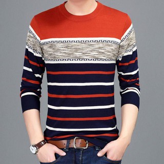 Camiseta de manga larga para hombres de primavera y otoño camisa de fondo para jóvenes y de mediana edad nuevo suéter de cuello redondo de niño bonito de estudiante coreano suéter (6)