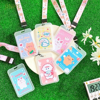 JINHE Women Girls Lanyard Card Holder Cartoon Bus Card Cover ID Badge Case Cute Fashion Hanging Rope Ins Style Student Visit Identity