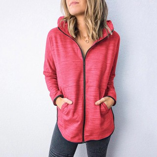 ♛fiona01♛ Fashion Women Solid Color Zipper Long Sleeve Sport Blouse Tops Hooded Sweatshirt (4)
