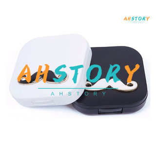 ahstory Travel Mini Cute Cartoon Beard Contact Lens Case Box Mirror Container Holder