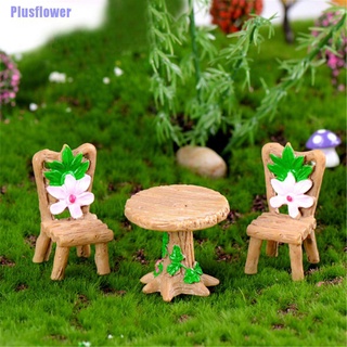 [flor] -3 sillas de mesa florales miniatura paisaje de hadas decoración del jardín accesorios de casa de muñecas