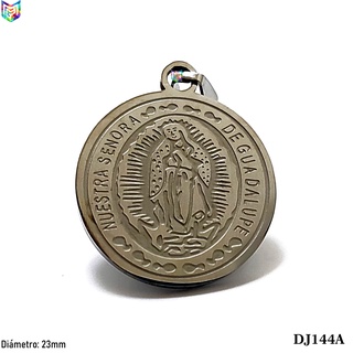 Medalla Virgen Guadalupe de 23mm de acero inoxidable plateado