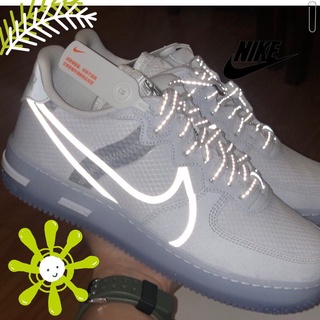 Vender bien Nike Air Force 1 reaccionar reflectante zapatos de Nylon Material y gamuza Material cosido juntos zapatillas de deporte de los hombres zapatos de las mujeres zapatos de pareja zapatos