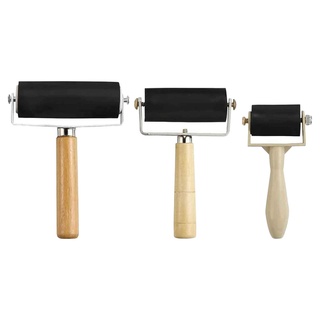 [New Arrivals] 3x Rubber Brayer Roller Stamping Tool Ink Painting for Printmaking Printing