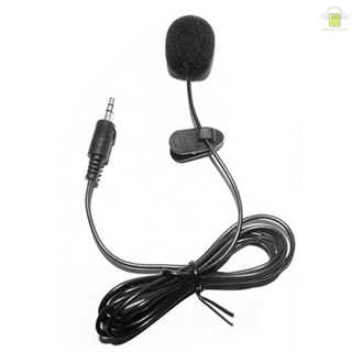 [clgm] micrófono lavalier de solapa con clip externo de 3,5 mm para teléfono manos libres con cable condensador micrófono para la enseñanza de discurso negro