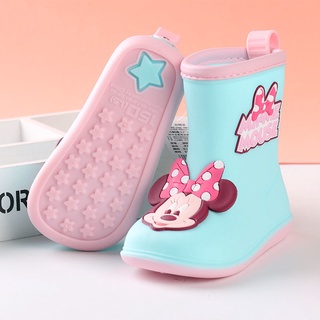 Disney Niños Zapatos De Lluvia De Las Niñas Botas Lindo De Dibujos Animados Minnie Agua De Bebé Antideslizante Cubierta Goma11.22 (1)