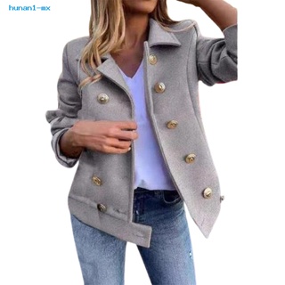 hunan1.mx elegante cárdigan abrigo de manga larga Chamarra de punto de doble botonadura prendas de abrigo (8)