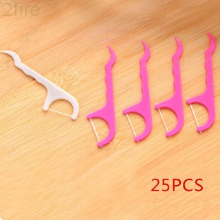 25pcs superfino línea plana hilo dental palillo de dientes cepillo interdental varilla de alambre dientes cuidado dental palo