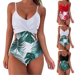 (wopyt.br) Moda mujer verano Sexy impreso de una pieza Halter Bikini traje de baño nuevo