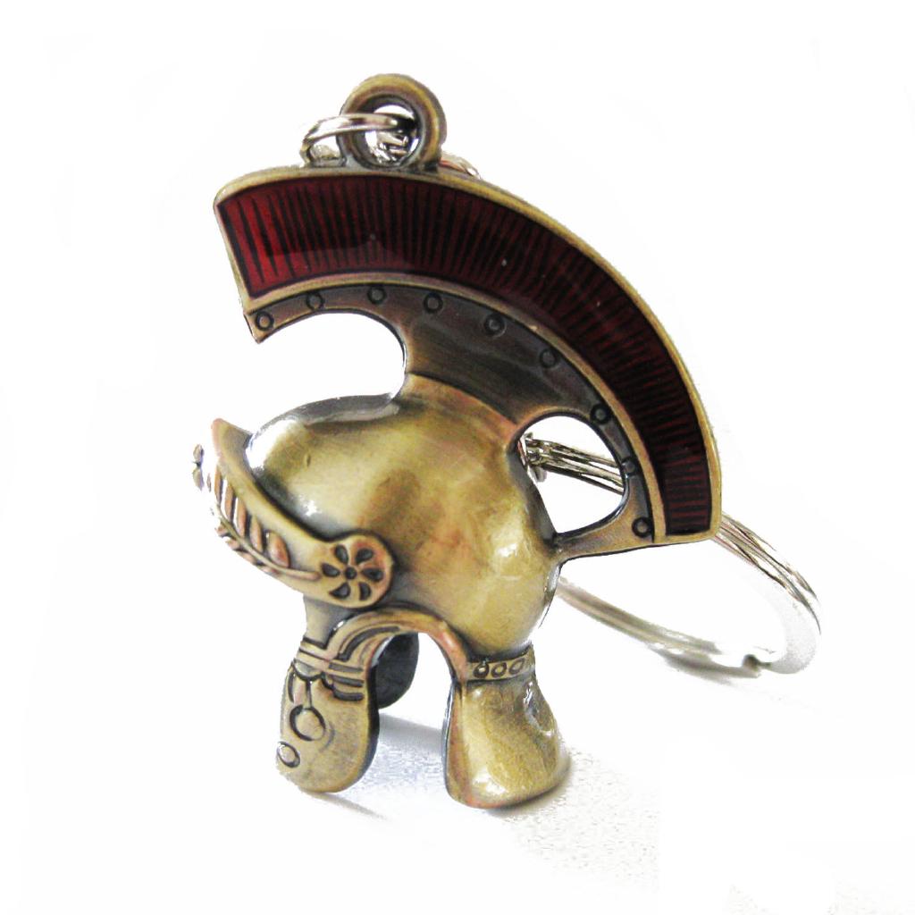 Llavero de casco romano, llavero de casco de cristal, llavero Galea, color de bronce