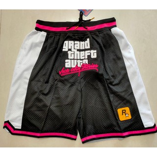 【2 colors】NBA shorts ROCKSTAR GAMES black, white pockets basketball shorts (1)