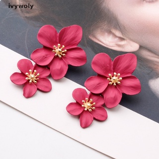 Ivywoly Vintage Double Flower Drop Earrings Wedding Dangle Bohemian Party Jewelry Gifts MX