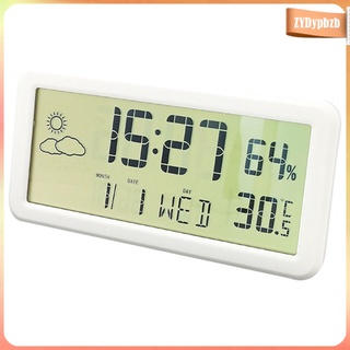 reloj despertador digital compacto con pantalla lcd - pantalla grande de fecha y hora, mesita de noche, monitor de temperatura y