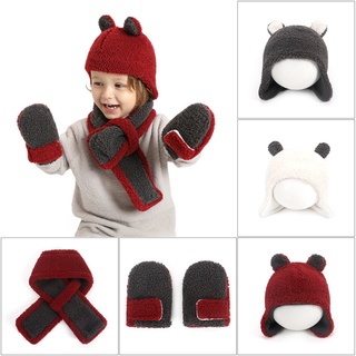oso lana feel sombrero de dibujos animados guantes de felpa babero oso oreja lindo gorra regalo de navidad para niños
