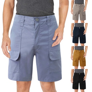 [Disponible En Inventario] Pantalones Cortos De Bolsillo Sólidos Casuales Con Cremallera Sólida Con Cierre Sólido Para Hombre