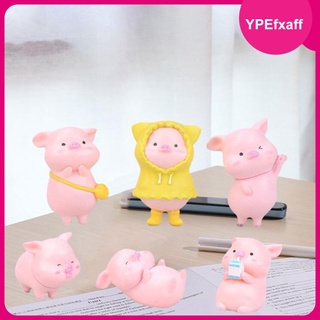 [venta caliente] 6pcs divertido mini cerdo rosa figuritas escritorio salpicadero jardín estatua maceta miniatura figura interior al aire libre patio de césped