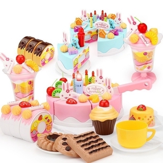 Juego de 38/54/75 pzas/Set de utensilios de cocina de plástico juguetes de cocina de cumpleaños para jugar comida juego de comida para niños bebés niñas