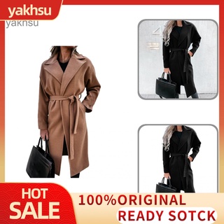 yak_ outwear mujer abrigo delgado dobladillo dividido bolsillos para oficina