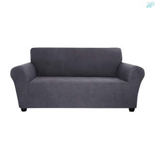 decdeal funda de sofá elástico antideslizante suave sofá funda lavable para sala de estar niños mascotas 3 asientos gris oscuro (8)