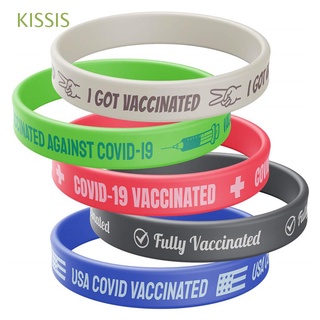 KISSIS Adolescentes Banda ID Salud Pública Apoyo a las vacunas Pulsera vacunada Silicona Adultos Elástico Banda covalente Pulsera de vacuna/Multicolor