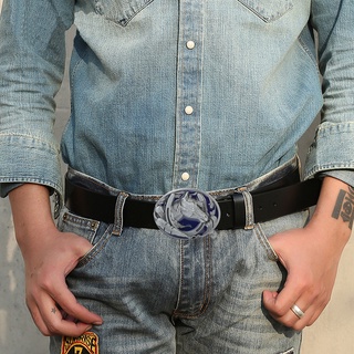 [shar1] cinturón de cuero occidental gótico punk caballo cabeza cinturón hebilla cintura negro