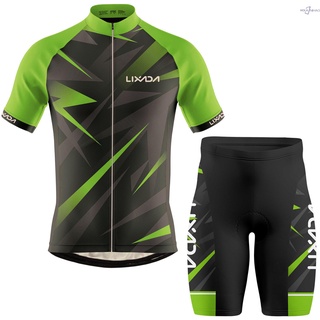 LiIXADA Men's Cycling Jersey Breathable quick dry Short Sleeve Bike Shirt and Padded Shorts MTB Bicycle Clothing