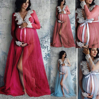 vestido de maternidad de encaje para mujeres/vestido largo de encaje embarazo