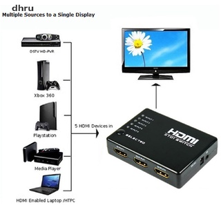 dhru 3 o 5 puertos hdmi divisor interruptor selector hub+remote 1080p para hdtv pc mx