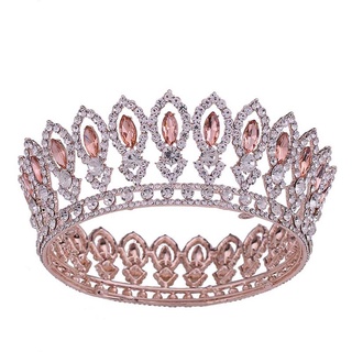 lujo barroco tiara y corona cristal diamantes de imitación círculo completo reina novia joyería diadema boda novia acceso al cabello (6)