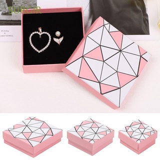 SURGIR Soñador Bolsa de regalo Collar Caja de embalaje de joyería Caja de regalo Pulsera Anillo con esponja Cuadrícula rosa Aretes Caja de cartón