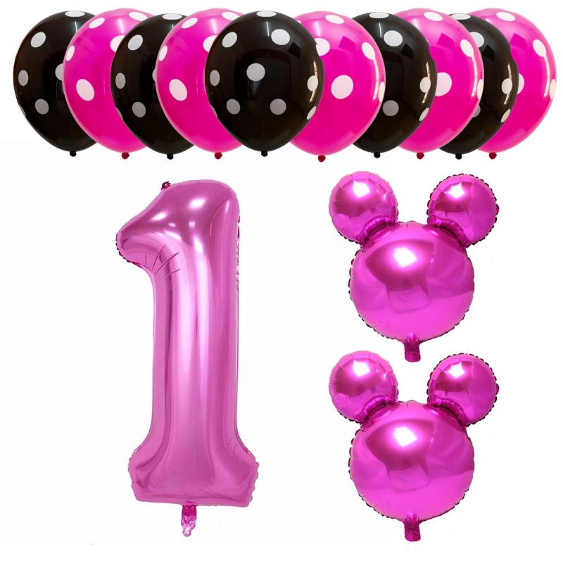 13 pzas/juego de globos de papel de aluminio con número de 40 pulgadas/globos de cabeza de mickey/minnie/decoración de fiesta de cumpleaños