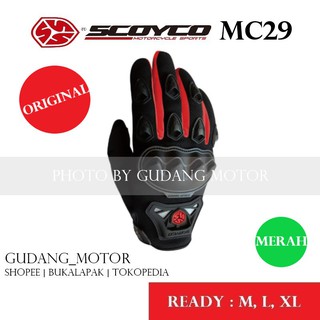 Guantes originales scoyco mc29 lista roja - guantes scoyco - guantes touring biker