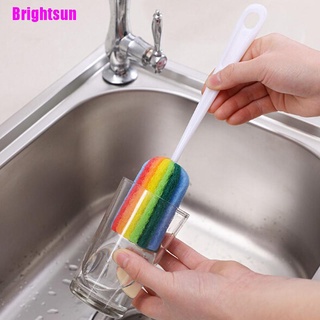 [Brightsun] Cepillo de limpieza de esponja para lavar con mango utensilios de limpieza cepillo