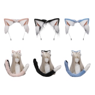 para brillar orejas de gato diadema cola conjunto de felpa pelo aro lolita encantador fiesta tocado anime cosplay fiesta kawaii accesorios