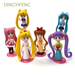 Dingyifeng 6 unids/set figuras de acción colección modelo de juguetes Anime Sailor Moon marte Jupiter Anime Venus Mercury coche decoración figura muñecas