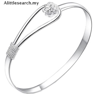 [Alittlesearch] nueva joyería de moda chapado en plata Simple círculo flor rosa brazalete brazalete MY (2)
