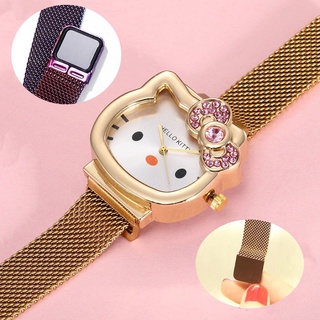 Hello Kitty - reloj de pulsera de cuarzo con hebilla magnética para mujer accesorios pendientes (4)