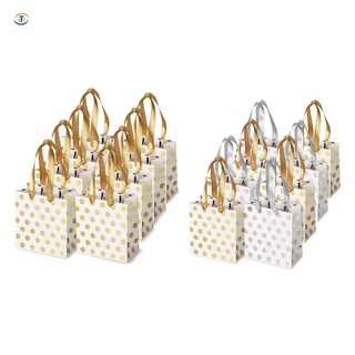 pequeñas bolsas de regalo con asas de cinta de oro mini bolsa de regalo, para cumpleaños bodas navidad vacaciones graduación bebé duchas (puntos metálicos 8 paquetes a granel)