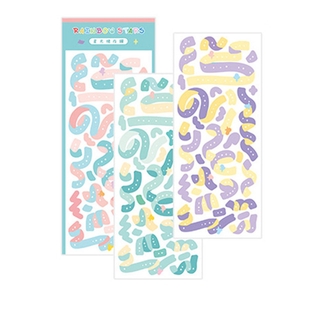 AUGUSTINE Stationery Rainbowsky Series Stickers Colorful Decoration Stickers Ribbon Sticker Planner Stickers Scrapbooking Diary Album Cute Stickers Korean DIY Material Material Stickers (4)