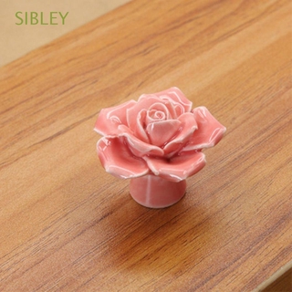 SIBLEY Mini tiradores de cerámica pomos de muebles Hardware rosa flor armario con tornillo precioso cajón armario armario armario armario Multicolor