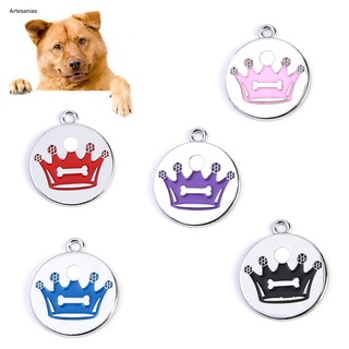 D mascota perro gatito corona hueso ID nombre etiqueta Anti-perdida Nameplate Collar colgante decoración