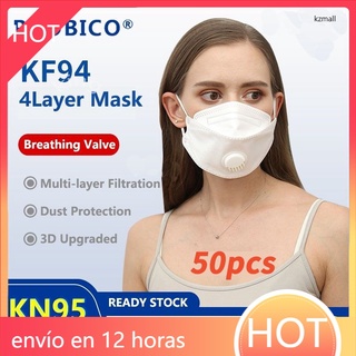 20 piezas de cubrebocas KF94 para adultos con válvula de respiración máscara KF94 máscara tridimensional 3D a prueba de polvo embalaje independiente kzmall