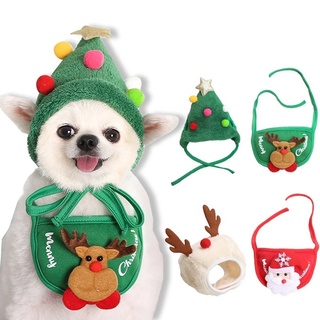 Divertido Santa Bandana mascota bufanda triángulo baberos/navidad lindo cachorro perro gato Furball Antlers sombrero/navidad año nuevo decoración (2)