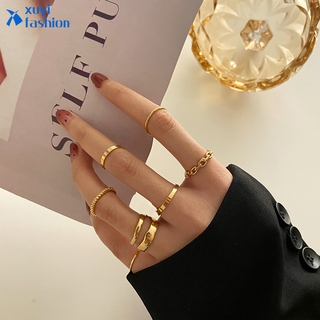 7 unids/Set moda Retro oro plata anillo conjunto bohemio elegante anillo de dedo mujeres accesorios de joyería
