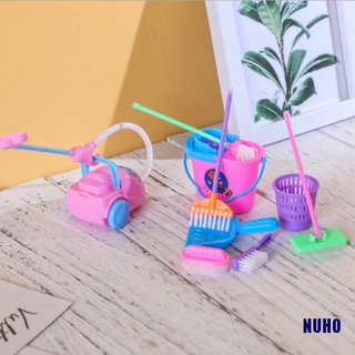 (NUHO) 9 piezas Mini fregona escoba juguetes herramientas de limpieza Kit de casa de muñecas juguetes limpios