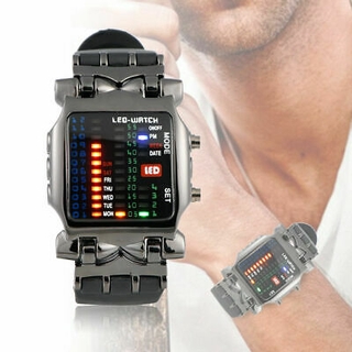 Reloj electrónico versión mejorada de luces coloridas reloj de pulsera digital LED deportivo Date para hombre