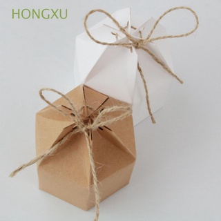 hongxu 10/30/50pcs caja de caramelos con cuerda de boda favor cajas de regalo hexagonal linterna papel kraft paquete de san valentín hogar fiesta suministros