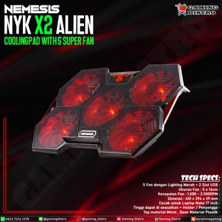 Nyk Nemesis Alien X2 - almohadilla de refrigeración NYK Alien X-2 LED roja