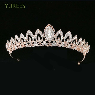 yukees novia headwear mujeres adornos nupcial tiara accesorios para el cabello prom diadema diamantes de imitación aleación cristal pelo corona/multicolor