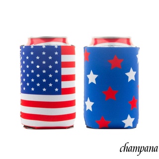 ✫Sr.✲Cubierta de botella, día de la independencia bandera americana impresión fiesta puede refrigerador mangas decoración de vacaciones